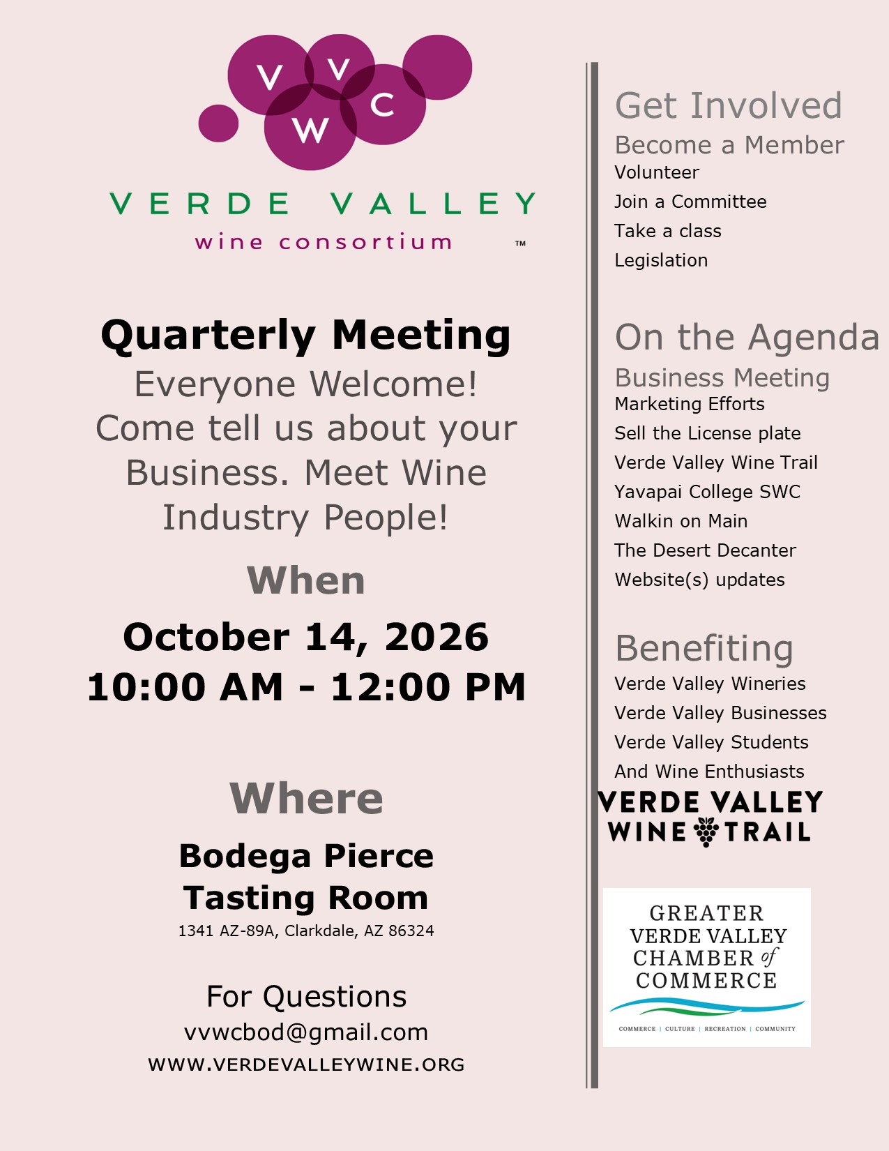 October 14, 2026 VVWC Quarterly Meeting poster